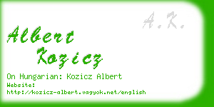 albert kozicz business card